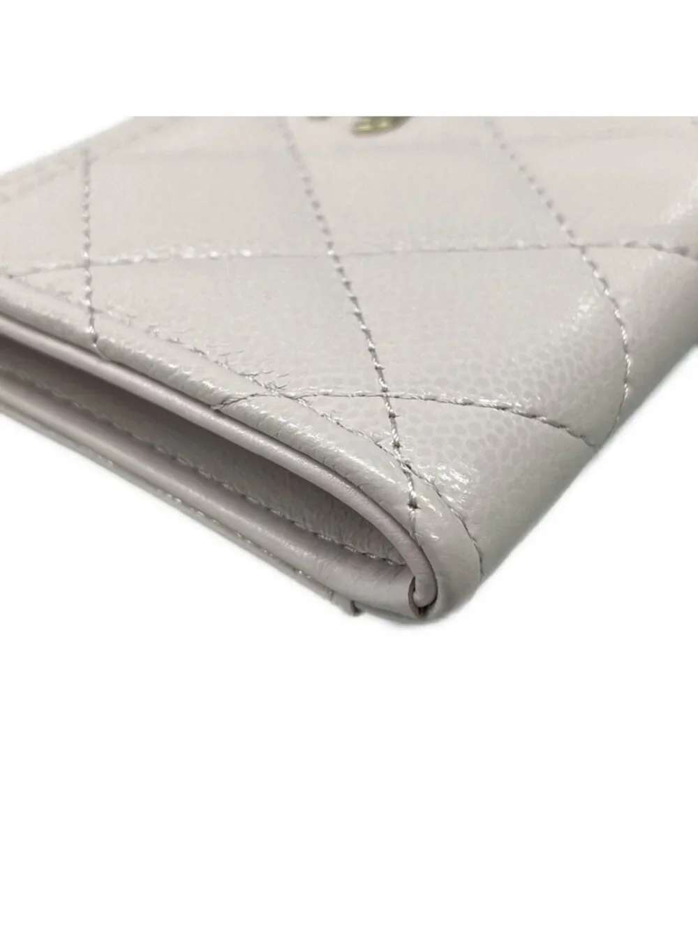 Chanel Coin Case Classic Zip Card Quilted Purple Gray